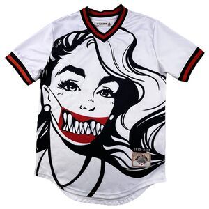 Black Pyramid Shirt Men’s M White Jersey Vampire Fangs Pop Art Graphic Tee